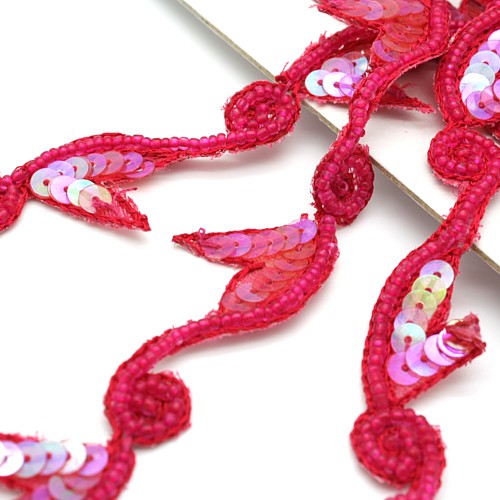 PINK CERISE SEQUIN BEADED TRIM - sarahi.NYC