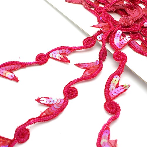 PINK CERISE SEQUIN BEADED TRIM - sarahi.NYC