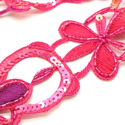 PINK CERISE FLORAL SEQUIN TRIM - sarahi.NYC
