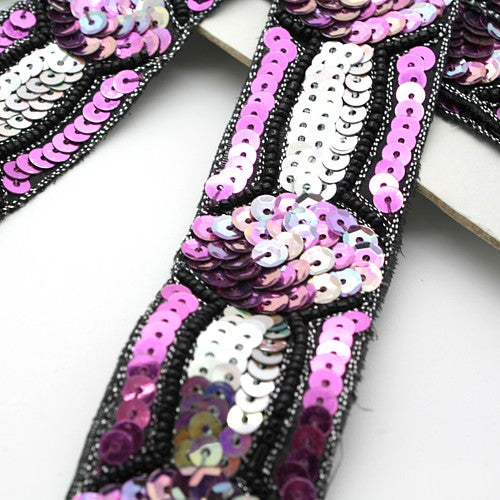 PINK SILVER SEQUIN FLORAL TRIM - sarahi.NYC