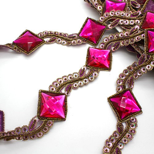 HOT PINK RHINESTONE SEQUIN TRIM - sarahi.NYC
