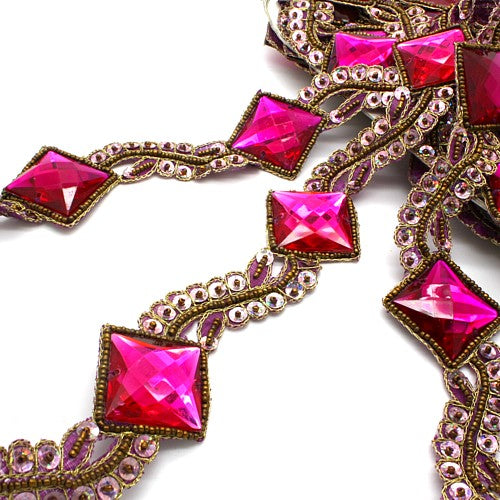 HOT PINK RHINESTONE SEQUIN TRIM - sarahi.NYC