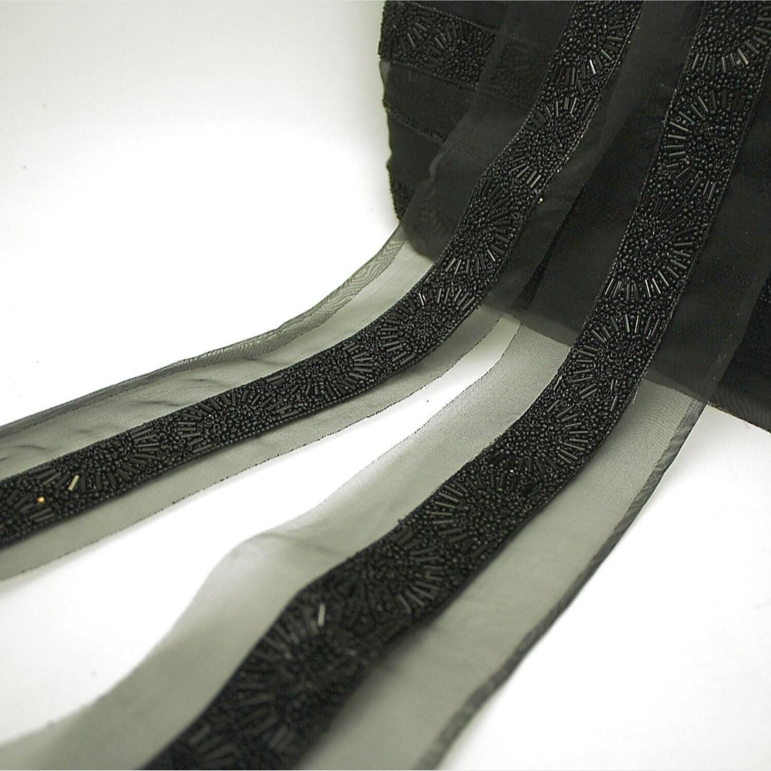 BLACK BEADED TRIM - sarahi.NYC