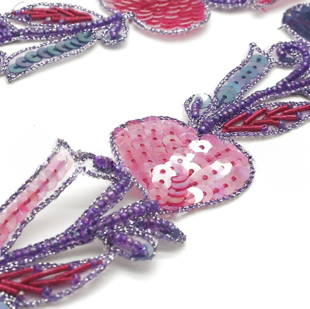 LILAC PINK HEART SEQUIN BEAD TRIM - sarahi.NYC