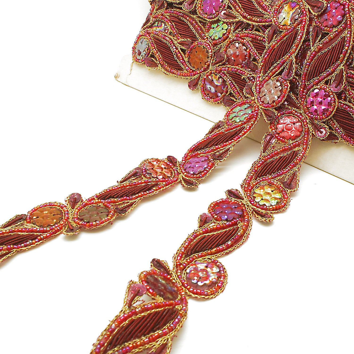 MAROON SEQUIN TRIM - sarahi.NYC
