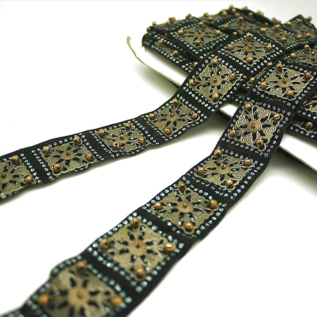 BLUE GLITTER BEADED TRIM - sarahi.NYC