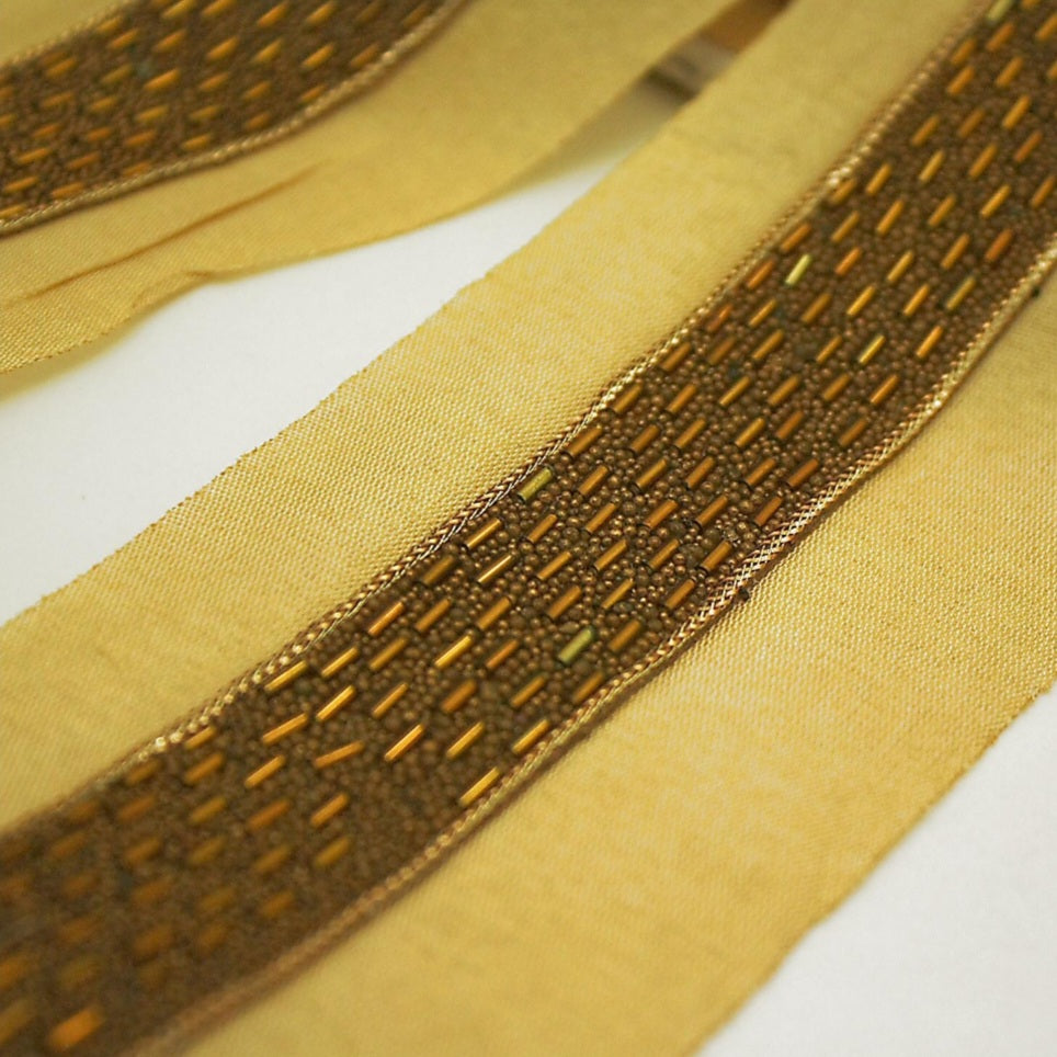 BRONZE GOLD BUGLE BEADED TRIM - sarahi.NYC