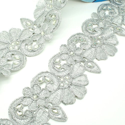 SILVER RHINESTONE METALLIC TRIM - sarahi.NYC