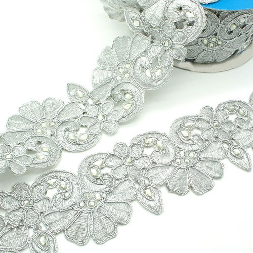 SILVER RHINESTONE METALLIC TRIM - sarahi.NYC