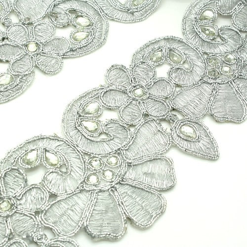 SILVER RHINESTONE METALLIC TRIM - sarahi.NYC