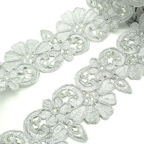SILVER RHINESTONE METALLIC TRIM - sarahi.NYC
