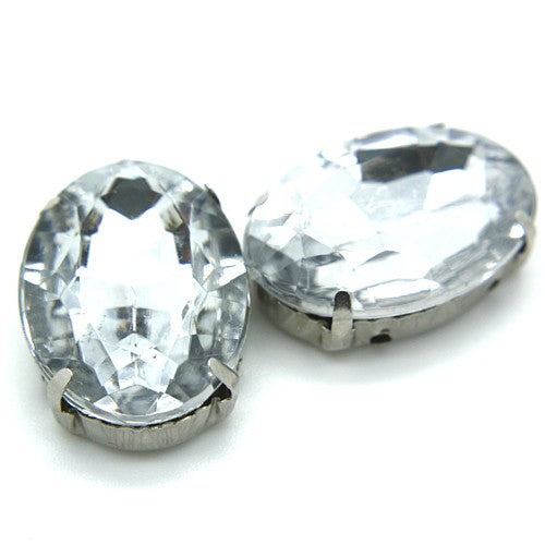 PACK OF 2 - LARGE OVAL DROP SEW ON RHINESTONE EMBELLISHMENT - sarahi.NYC