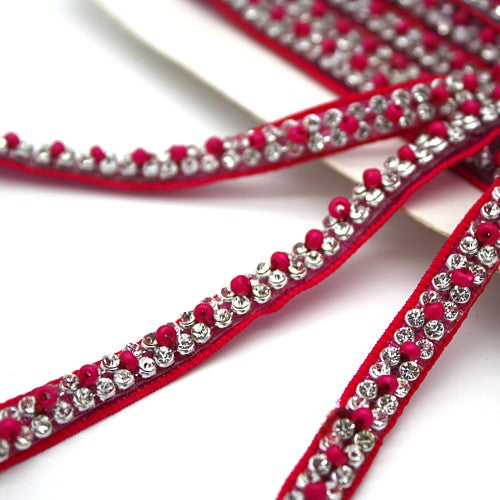 PINK FAUX CRYSTAL TRIM - sarahi.NYC