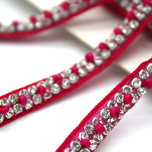 PINK FAUX CRYSTAL TRIM - sarahi.NYC