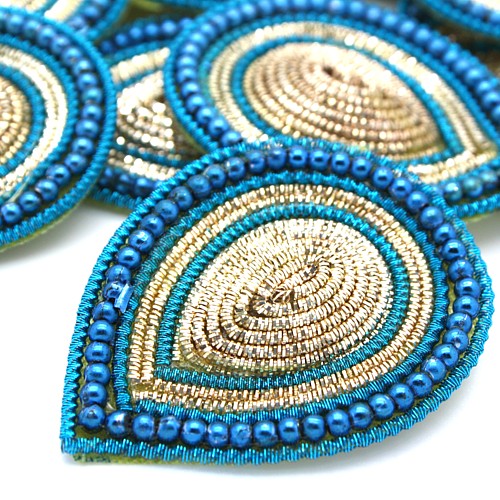 TURQUOISE GOLD TEAR DROP MOTIF - sarahi.NYC