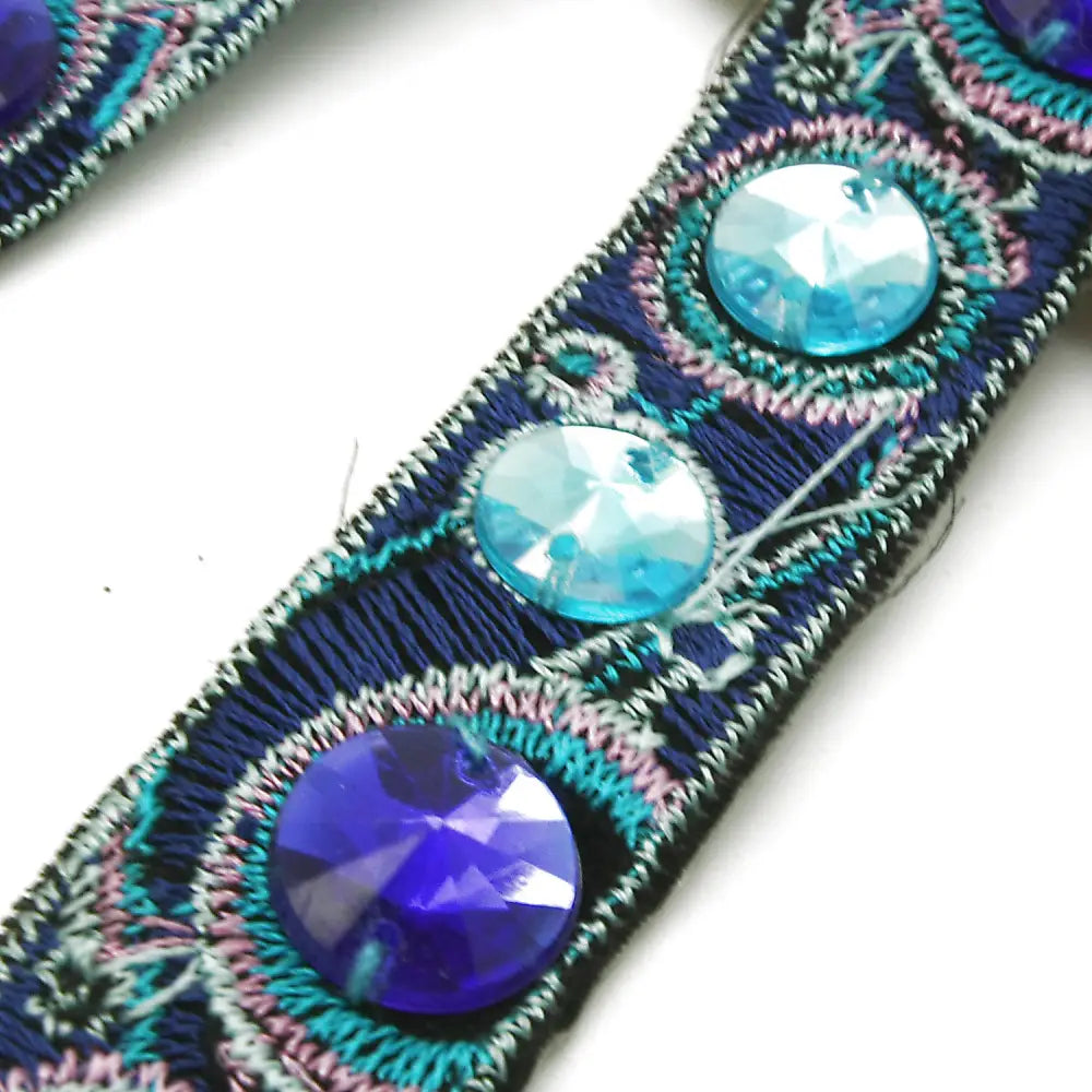 Turquoise Blue Hotfix Rhinestone Ribbon Style Trim - Sarahi.nyc Trims