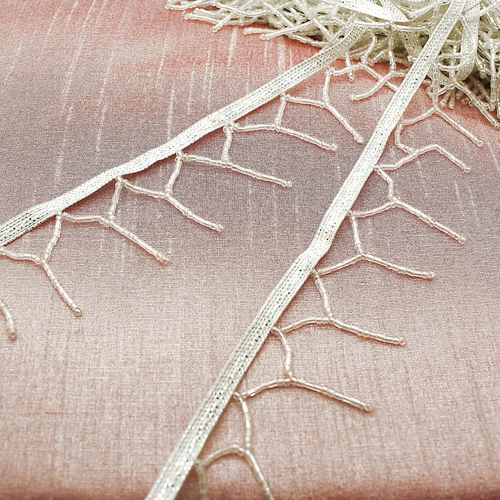 White Iridescent Beaded Fringe Trim - Sarahi.nyc Fabric Trims