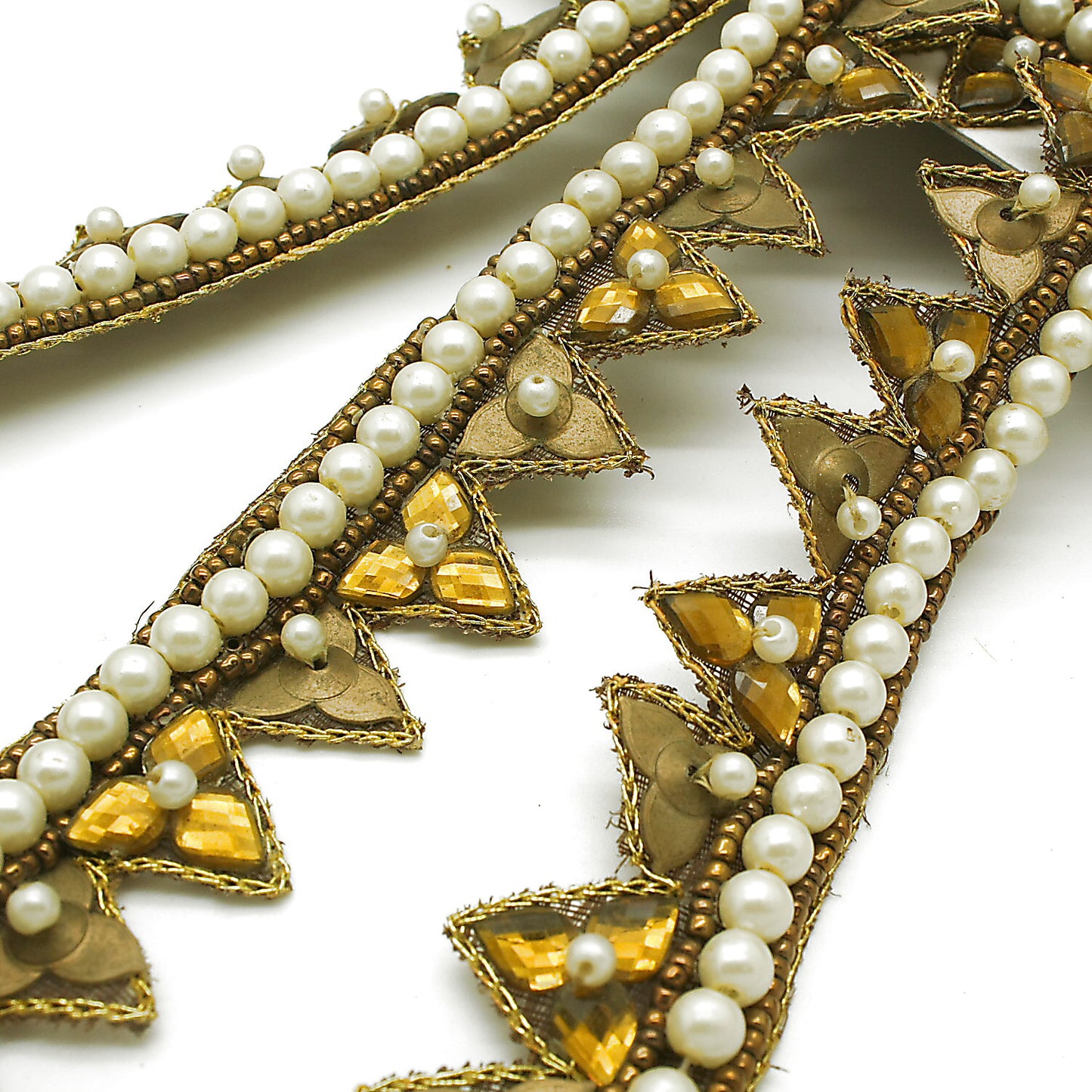 BROWN PEARL ZIGZAG RHINESTONE TRIMS - sarahi.NYC