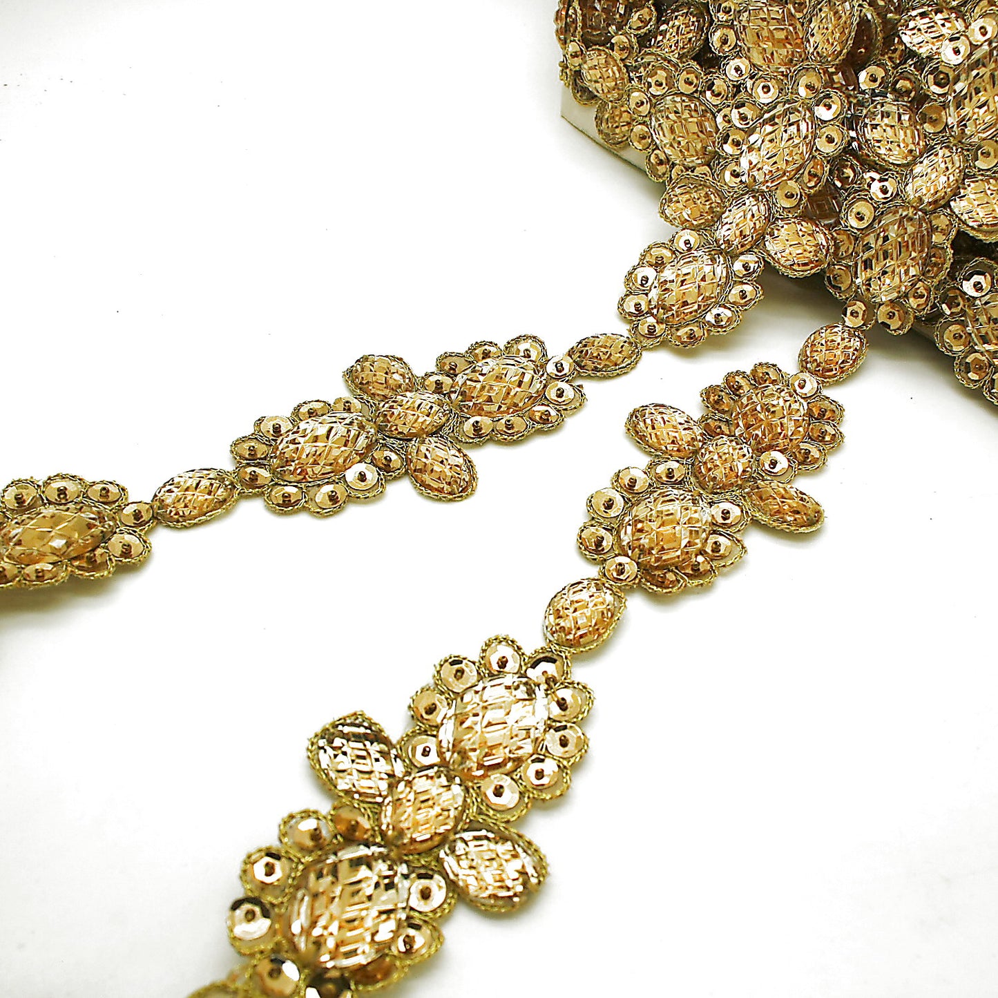 GOLD FLORAL RHINESTONE TRIM - sarahi.NYC