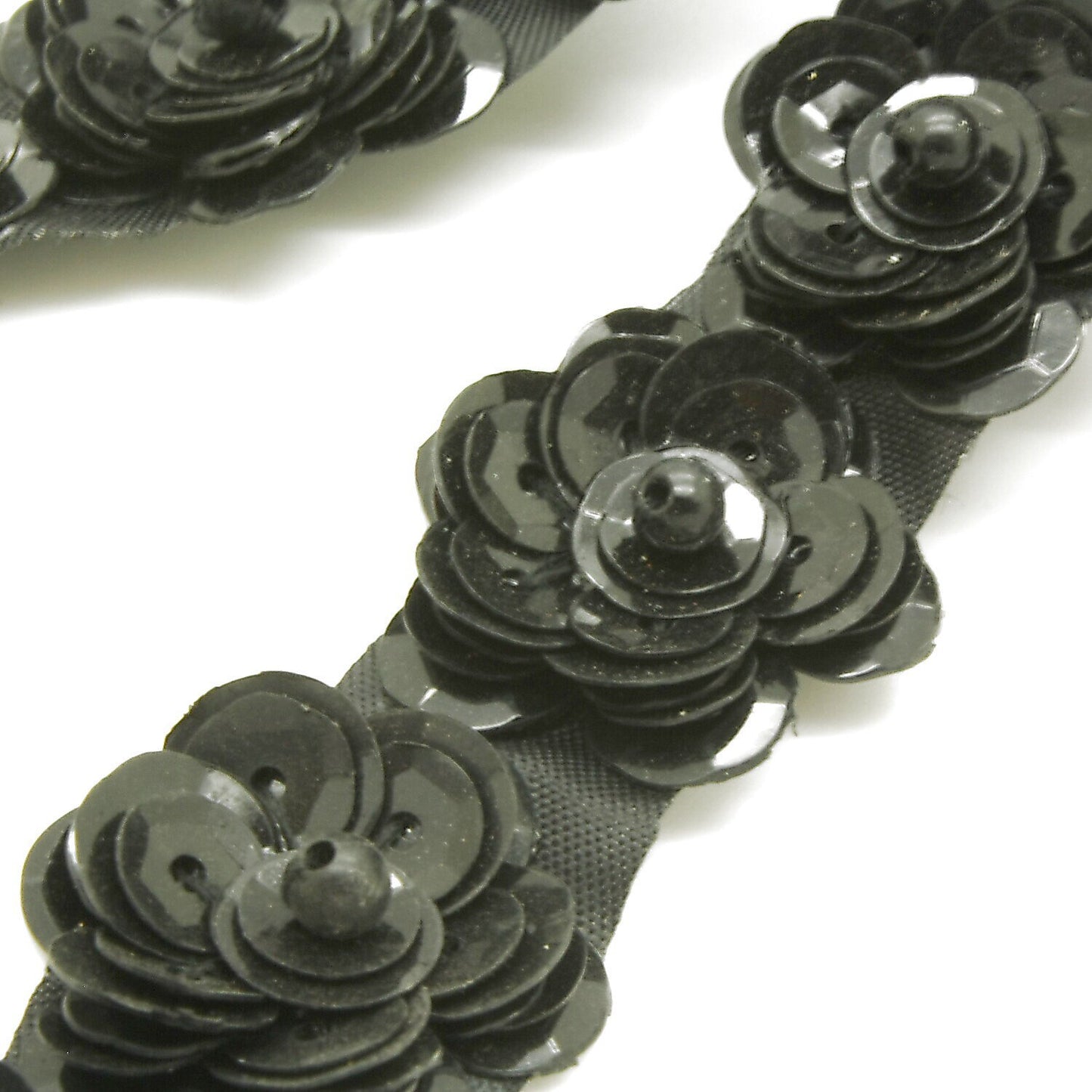 BLACK SEQUIN FLOWER beaded trim