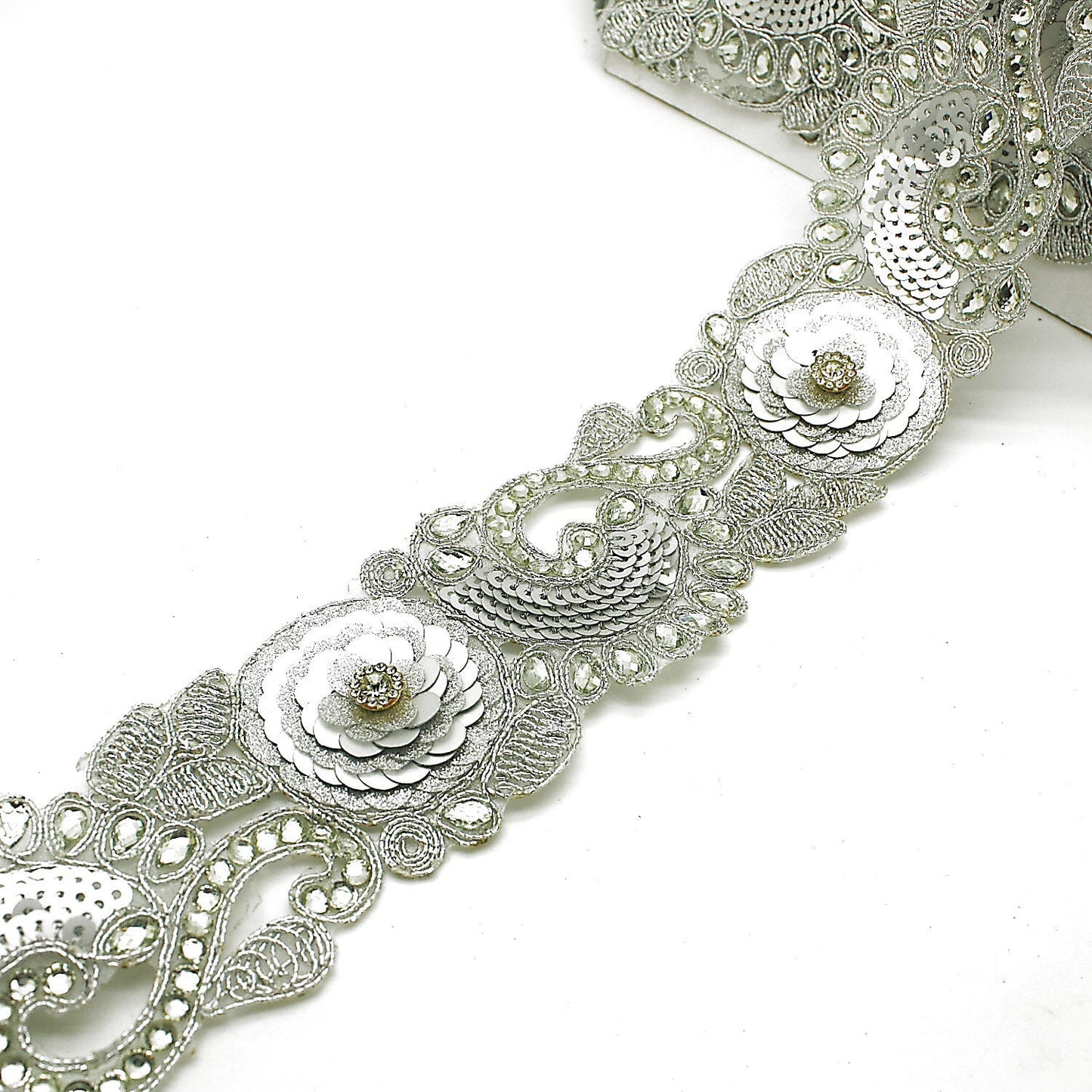 SILVER RHINESTONE SEQUIN trim