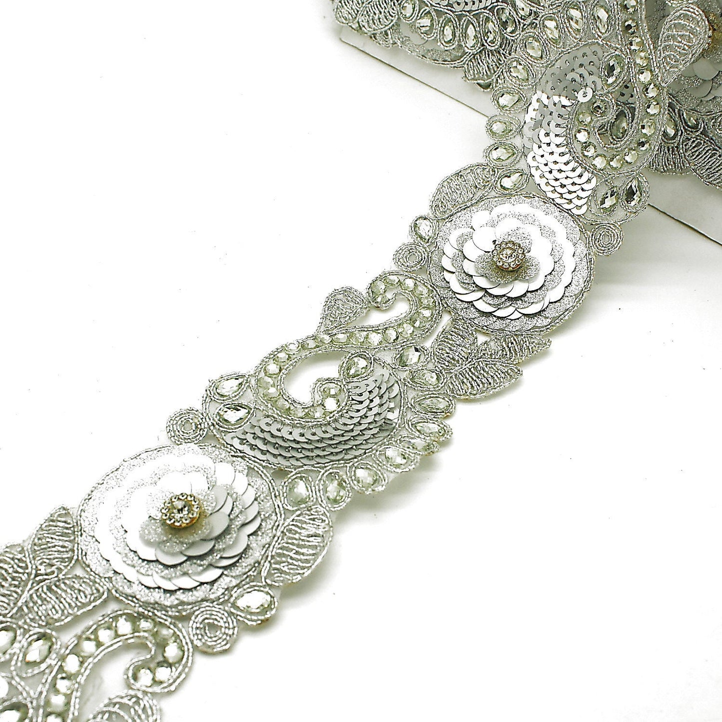 SILVER RHINESTONE SEQUIN trim
