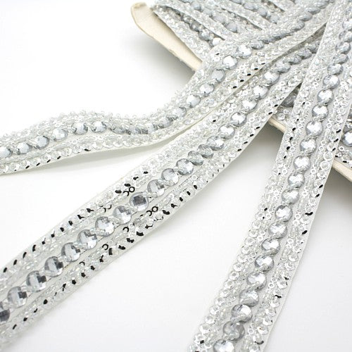 WHITE SILVER RHINESTONE TRIM - sarahi.NYC - Sarahi.NYC