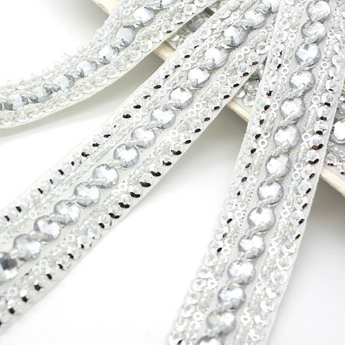 WHITE SILVER RHINESTONE TRIM - sarahi.NYC - Sarahi.NYC