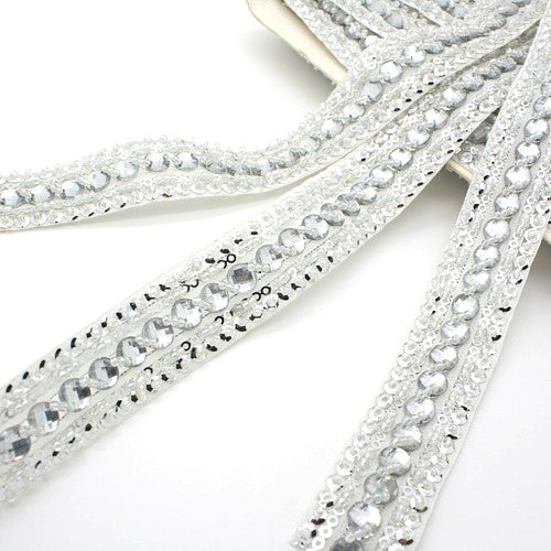 WHITE SILVER RHINESTONE TRIM - sarahi.NYC - Sarahi.NYC