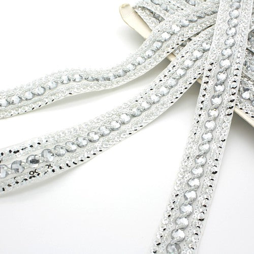 WHITE SILVER RHINESTONE TRIM - sarahi.NYC - Sarahi.NYC