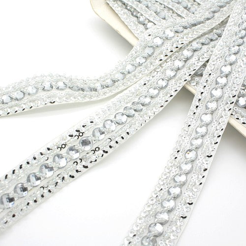 WHITE SILVER RHINESTONE TRIM - sarahi.NYC - Sarahi.NYC