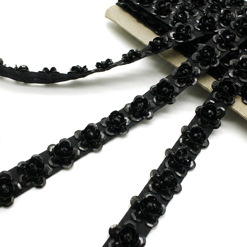 BLACK FLOWER TRIM - sarahi.NYC