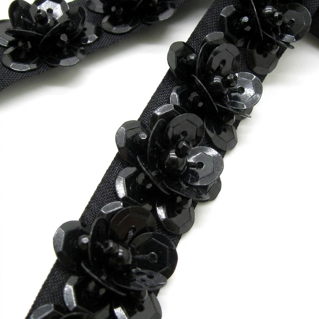 BLACK FLOWER TRIM - sarahi.NYC