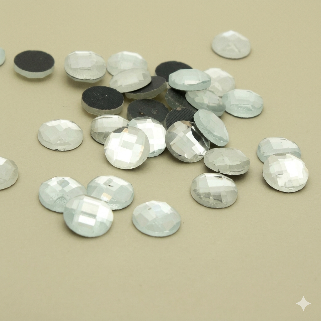 20 X SILVER CIRCLE HOTFIX GLASS CRYSTALS   - sarahi.NYC