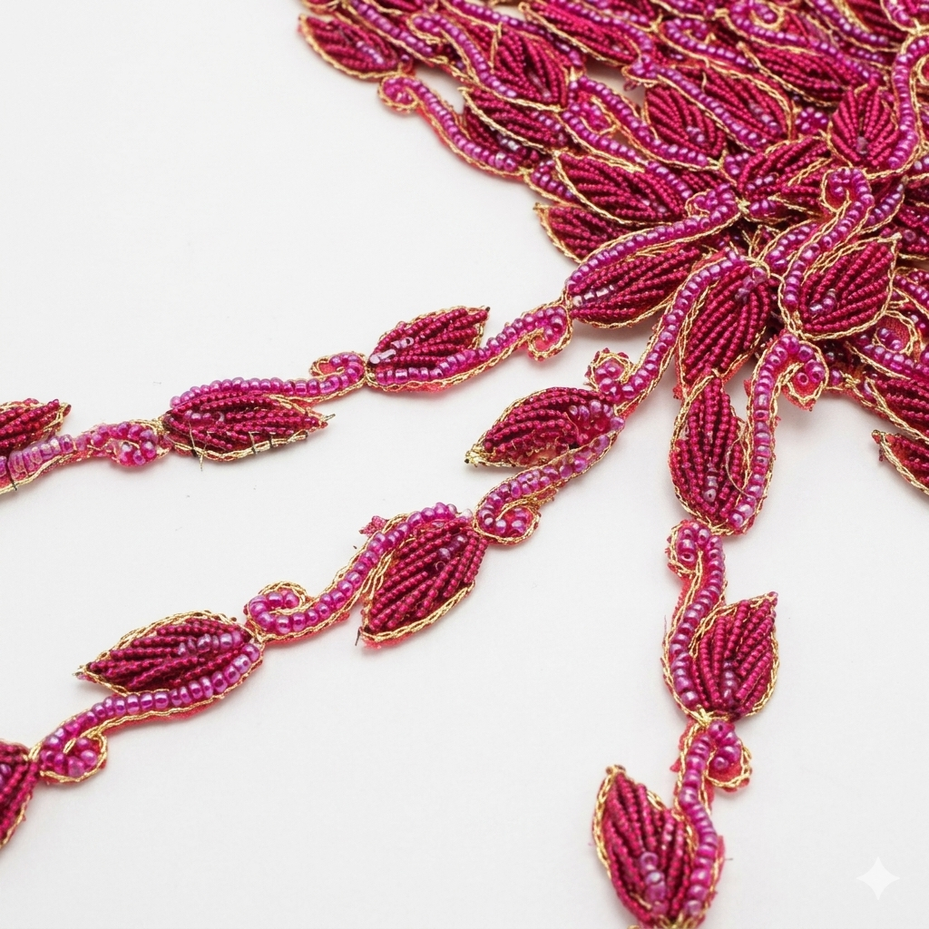 PINK PAISLEY RHINESTONE TRIM - sarahi.NYC