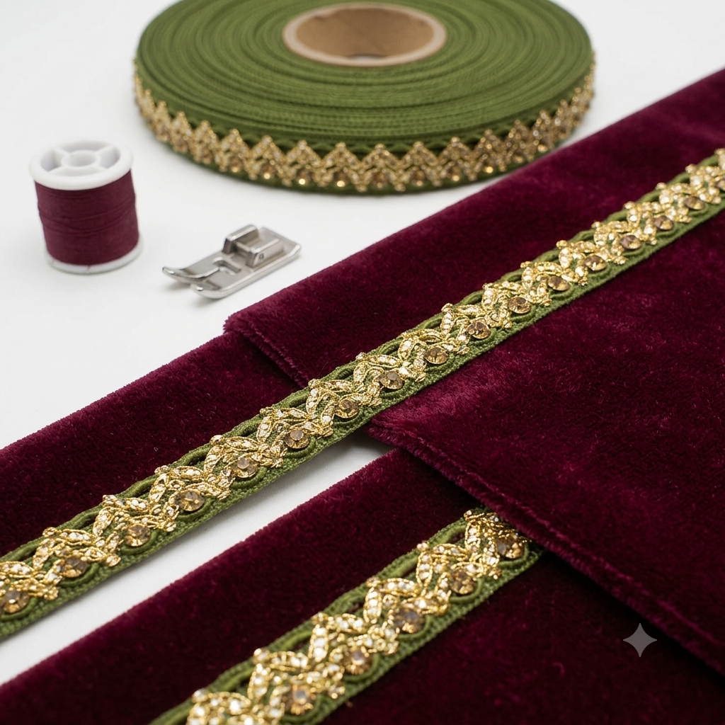 GREEN GOLD RHINSTONE TRIM - sarahi.NYC