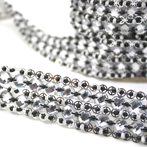 SILVER BLACK RHINESTONE TRIM - sarahi.NYC