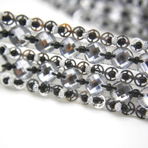 SILVER BLACK RHINESTONE TRIM - sarahi.NYC