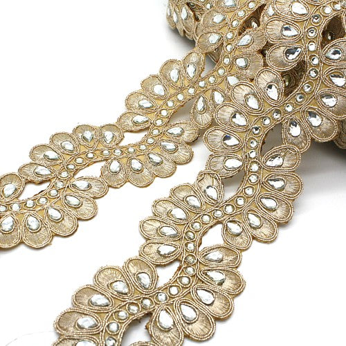 BRONZE RHINESTONE FABRIC TRIM - sarahi.NYC