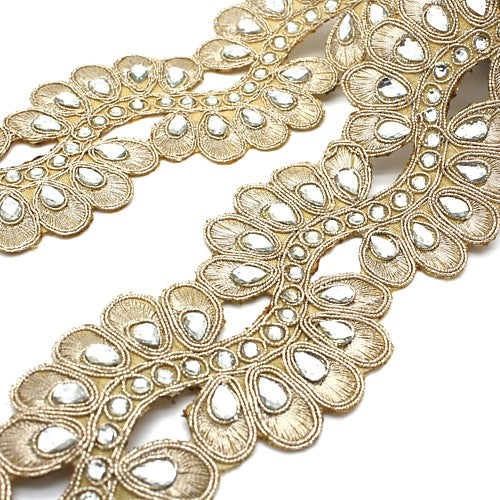 BRONZE RHINESTONE FABRIC TRIM - sarahi.NYC