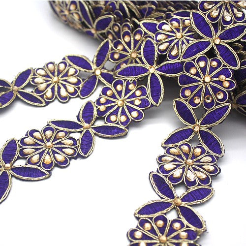 PURPLE FLORAL FABRIC TRIM - sarahi.NYC