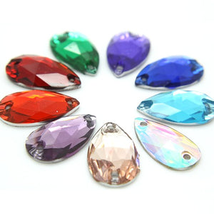 PACK OF 20 - TEARDROP 18 mm FLAT  RHINESTONE GEMS - sarahi.NYC