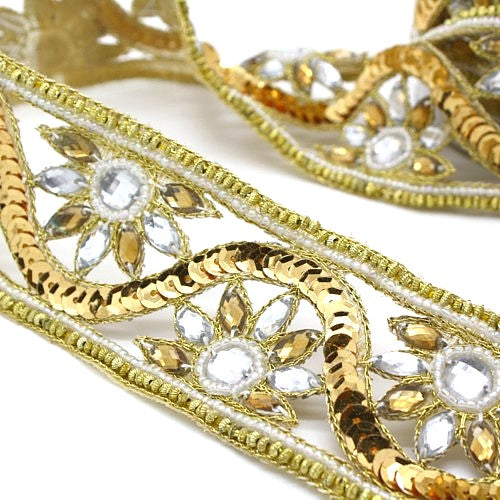 GOLD SILVER WIDE RHINESTONE TRIM - sarahi.NYC