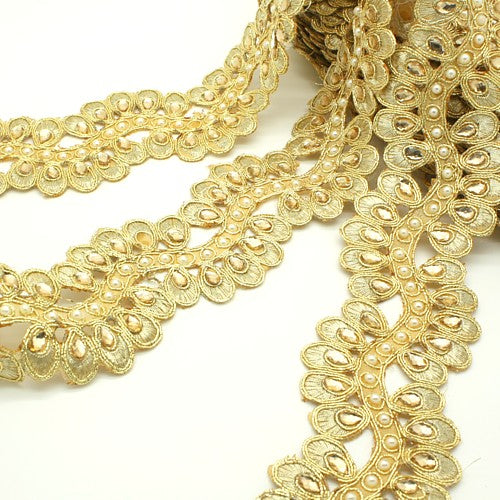 GOLD FABRIC RHINESTONE TRIM - sarahi.NYC