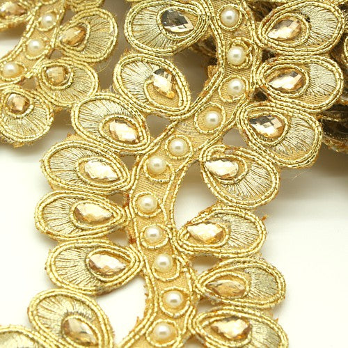 GOLD FABRIC RHINESTONE TRIM - sarahi.NYC