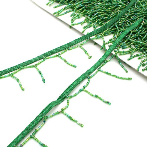 GREEN BEADED FRINGE TRIM - sarahi.NYC