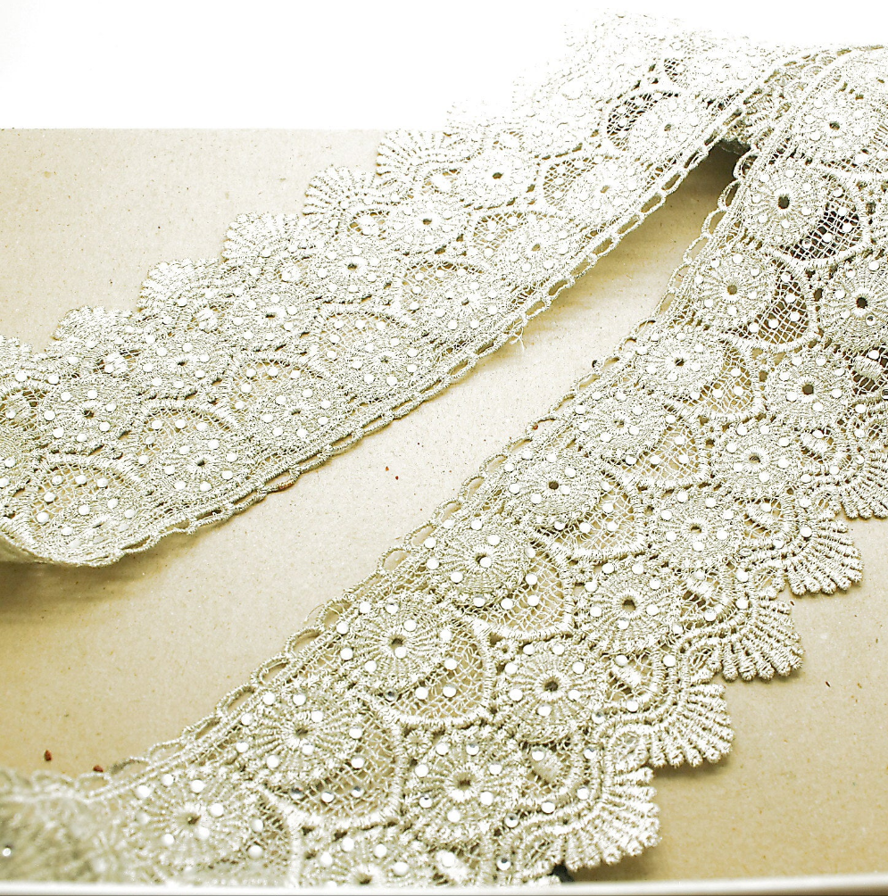 SILVER LACE RHINESTONE TRIM - sarahi.NYC