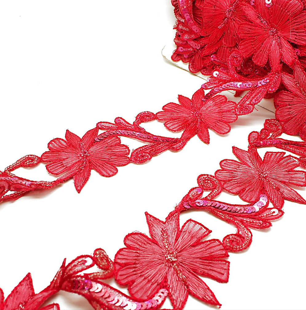HOT PINK BEADED TRIM - sarahi.NYC