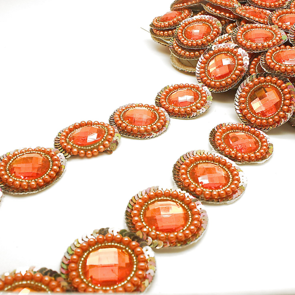 ORANGE GOLD RHINESTONE TRIM - sarahi.NYC