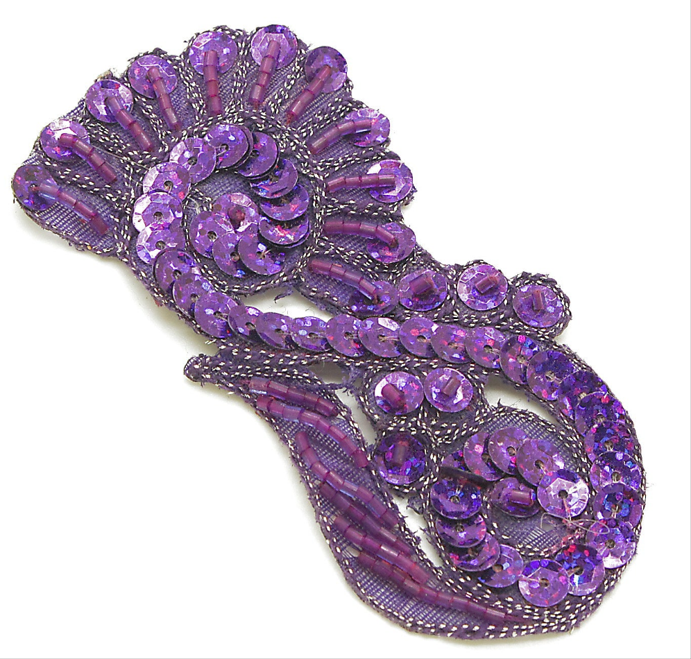 PURPLE SEQUIN BEADED APPLIQUE - sarahi.NYC